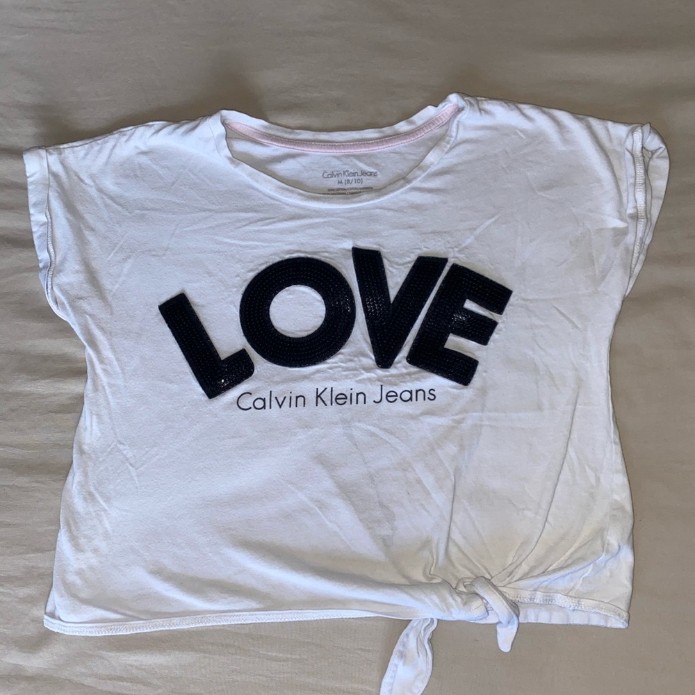Calvin Klein white cropped kids shirt